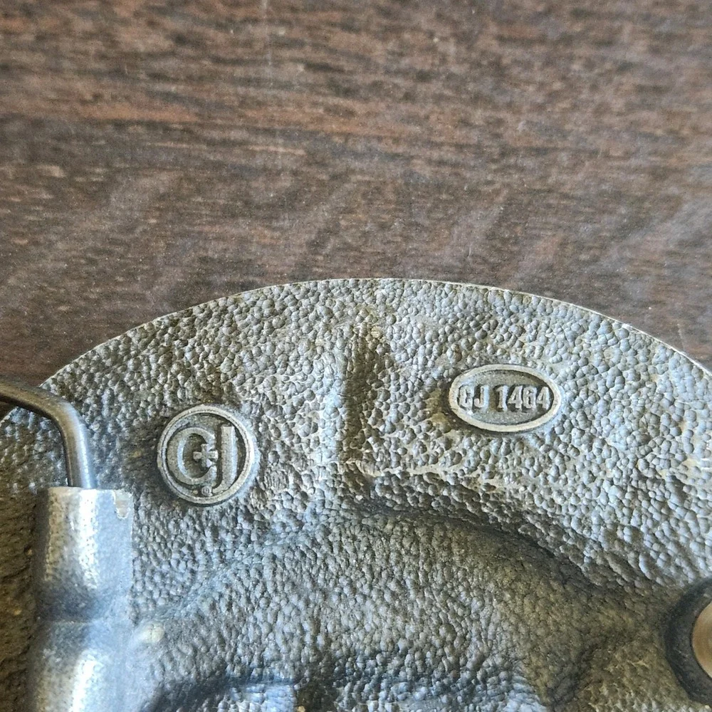 Vtg‎ 1987 CJ Inc Pewter Belt Buckle Pig Farm Barn Corn Windmill USA